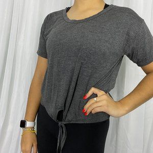 Full Tilt Grey Front Tie Crop Top